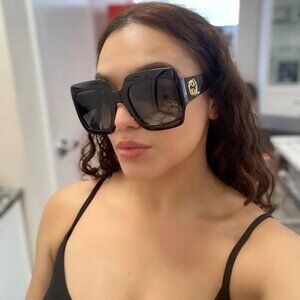 💯- New - Gucci Oversized Black New Ship Same Day Gg0053s Square Sunglasses